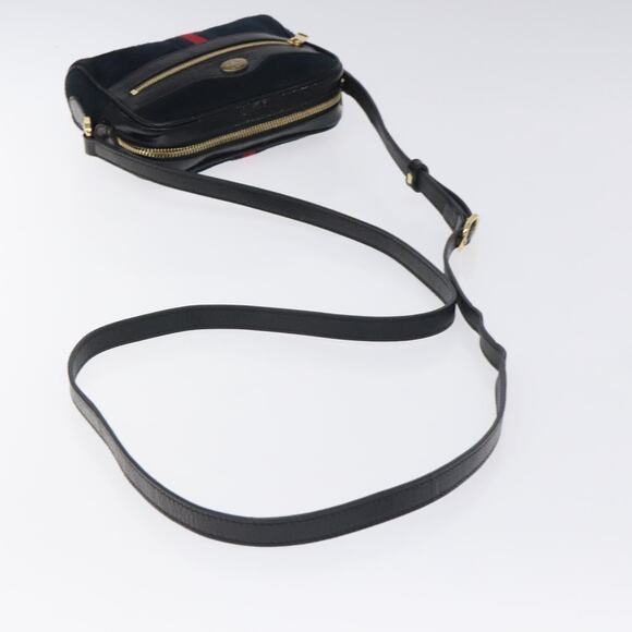 GUCCI Ofdea Sherry Line Shoulder Bag Suede Navy Gold - Picture 7 of 16